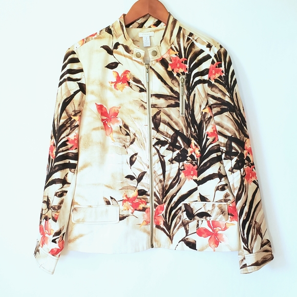 Chico's | Jackets & Coats | Chicos Floral Watercolor Blazer Jacket Size ...